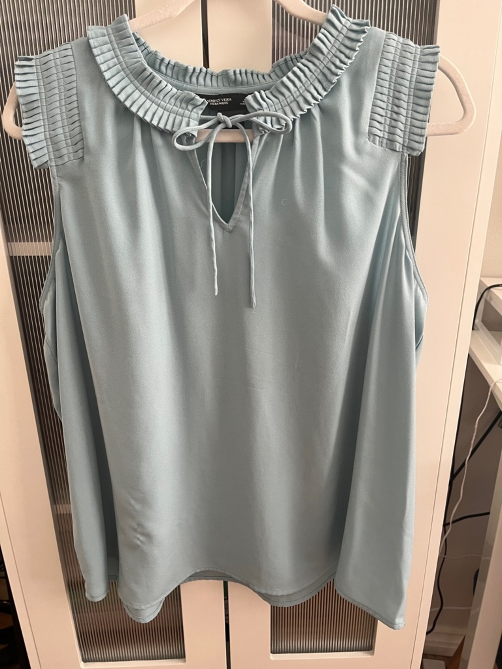 Simply Vera Vera Wang Light Blue Pleated Ruffle Tie-Neck Camisole